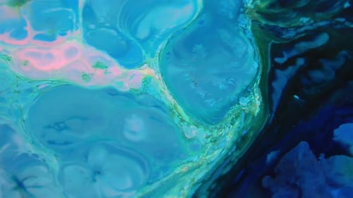 Abstract Turquoise, Pink, and Blue Paint Swirling