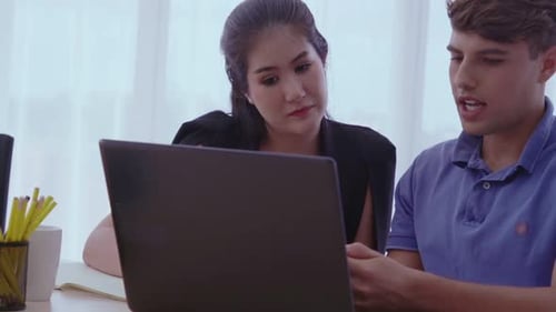 Creative Business People Group Having Conversation at Office Desk in Workplace
