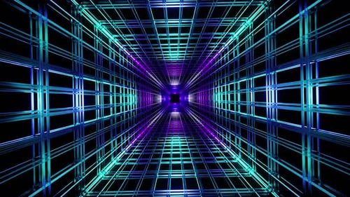Túnel de prisão azul girado com gelo frio Vj Loop Background HD