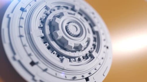 Abstract Rotating Gears Mechanism for Technology and Engineering Concepts