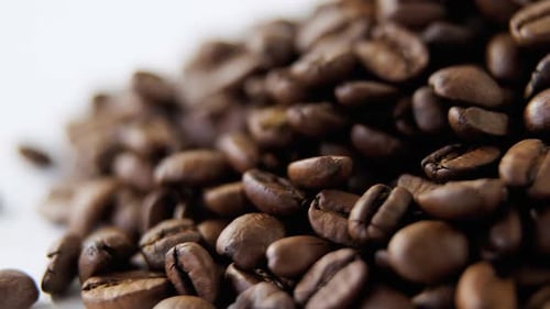 Close-Up of Pile of Roasted Coffee Beans