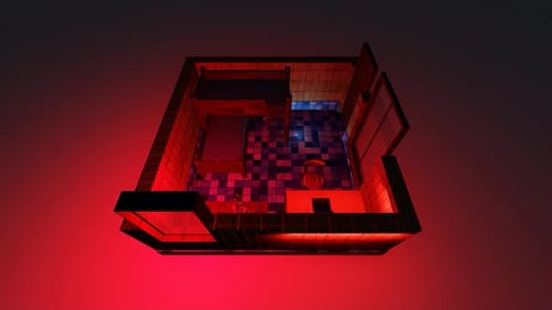 3D Isometric Room with Dynamic Neon Lighting