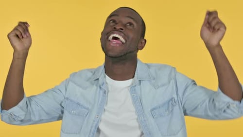 Happy Young Adult Man Dancing in Close-up