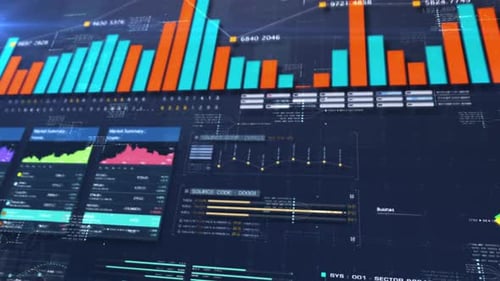 Futuristic Financial Data Display and Analysis Dashboard