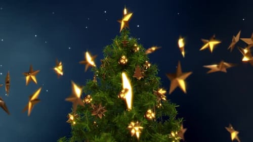 Christmas Tree And Stars Close Up