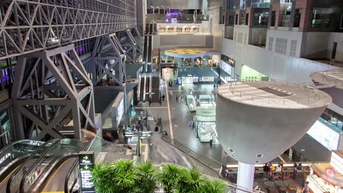 Kyoto Railway Station Depot Inside Shops Timelapse