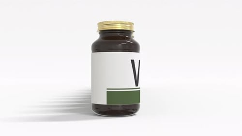 3D Vitamin B1 Bottles Text Reveal Animation