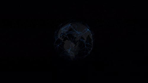 Technologie Netzwerk Plexus Planet animierter Bewegungshintergrund. Vd 116