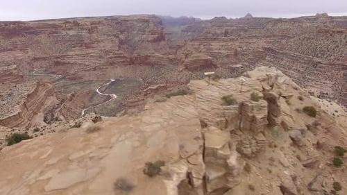 Aerial view of the Little Grand Canyon past legde of overlook