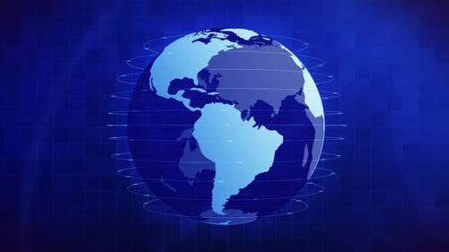 Animated Blue Earth Globe Digital Background for Corporate Broadcasts