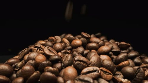 Fallende Kaffeebohne