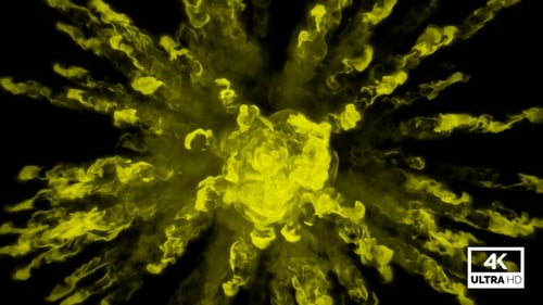 Dynamic Yellow Fluid Cloud Explosion Reveal