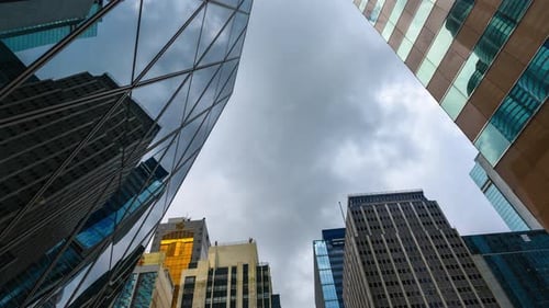 time-lapse of Hong Kong cityscape, skyscraper building at Hong Kong bay