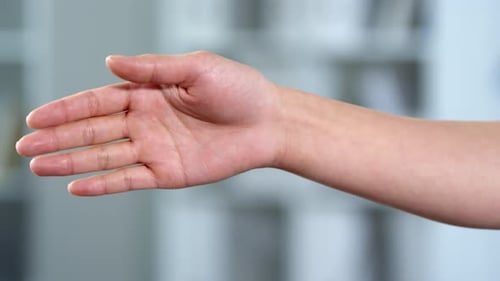 Bare Female Hand Held Horizontally with Palm towards Camera