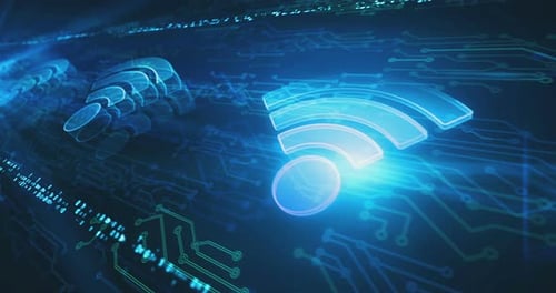 Wifi mobile network communication symbol cyber loop concept