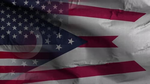 Waving Ohio and United States Flags Animation