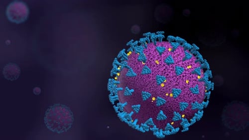 Animated 3D COVID-19 Virus Particle Rotating in Dark Space