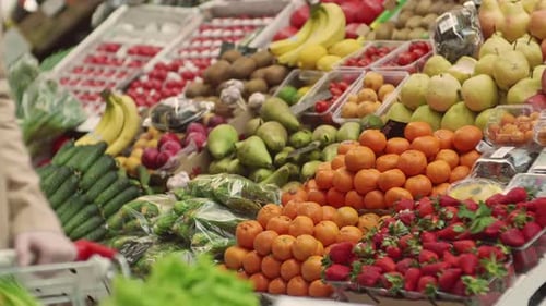 Fresh Fruits and Vegetables in the Market