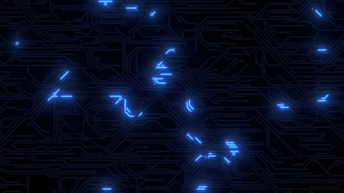 Futuristic Glowing Blue Circuit Board Digital Technology Background Loop
