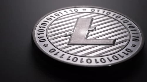 Macro Shot of Silver Cryptocurrency Coin