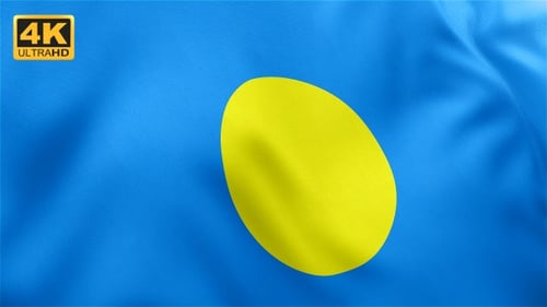 Palau National Flag Realistic Waving Seamless Animation