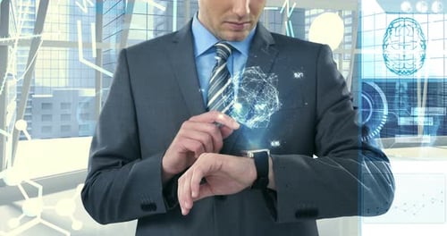 Geschäftsmann nutzt Smartwatch