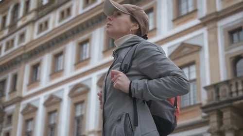 Tourist looks at the architecture.