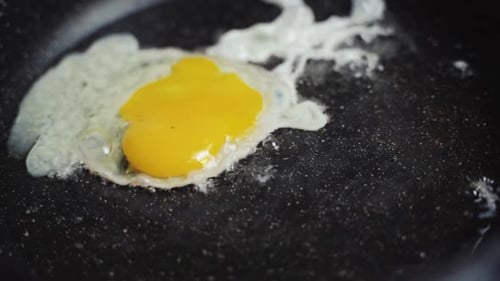 Egg Fried In A Pan With Sunflower Oil
