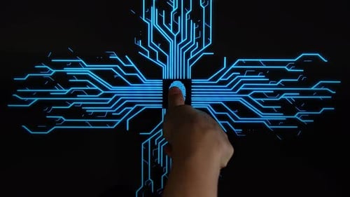 Hand Scanning Fingerprint on Computer Screen