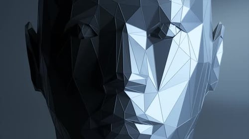 Erzeugt ein polygonales digitales menschliches Gesicht