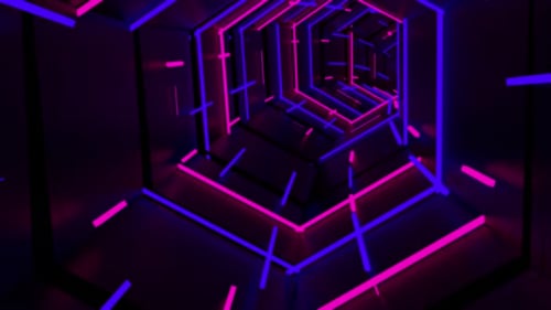 Running In Neon Light Tunnel 02 HD