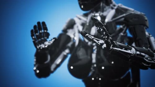Futuristic Metallic Robot Android Artificial Intelligence Motion Graphic