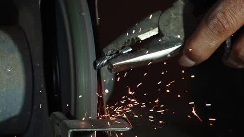 Chispas de amoladora de metal