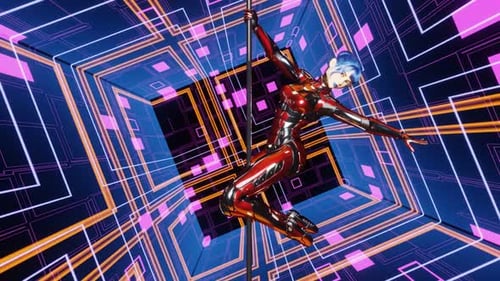 Vj Loop Sci Fi Animation Of Rotation Of A Girl On A Pole 02