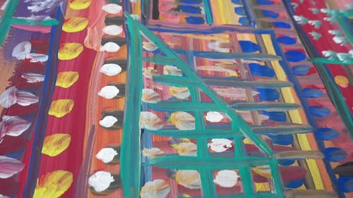 Abstract Painting with Colorful Strokes and Whimsical Design