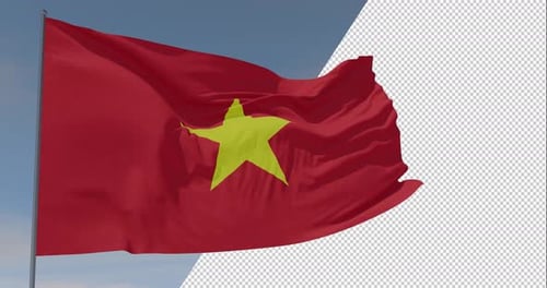 Realistic Waving Flag of Vietnam with Alpha Channel
