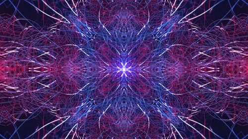 Abstract Neon Glowing Lines Kaleidoscope Background