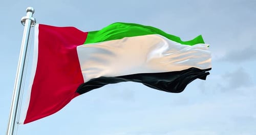United Arab Emirates Flag Waving on Flagpole