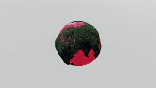 The earth rotates with a sea of blood