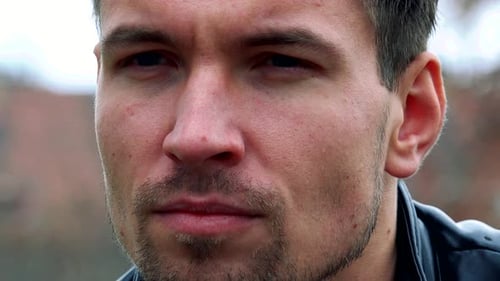 Intense Close Up of a Young Adult Man