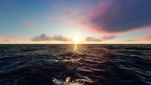 Animated Ocean Waves with Dramatic Sunset Time Lapse
