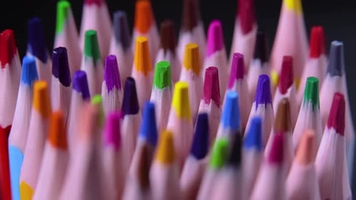 Vibrant Multicolored Pencils in a Close Up Shot