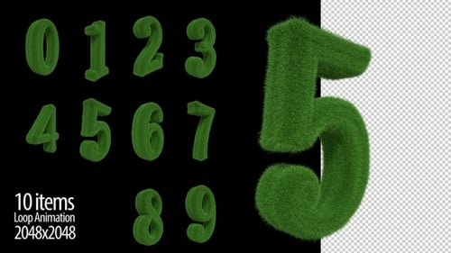 Green Grass Numbers 0-9 Looping Animated Set