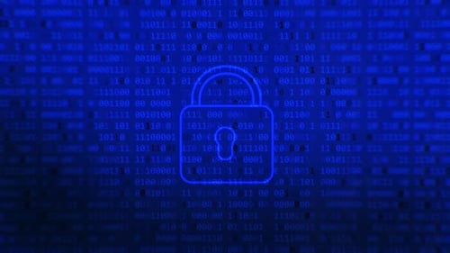 Digital lock guard sign binary code number.