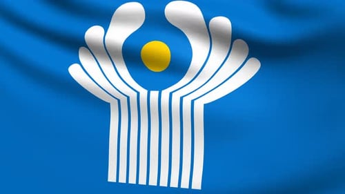 Commonwealth of Independent States Flag Waving in Realistic Fabric Animation