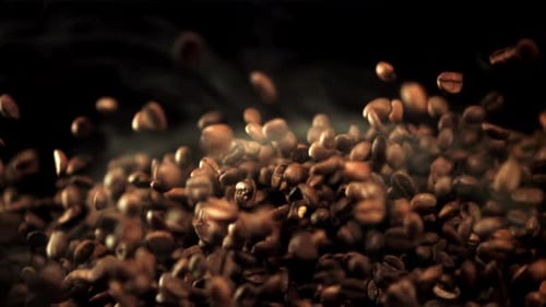 Coffee Beans Poured in Slow Motion