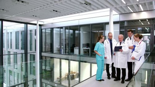 Medical Professionals Meeting in Modern Hospital