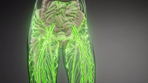 3D Human Lymphatic System Animation with Glowing Nodes