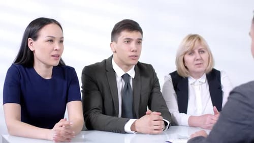 Business Meeting with Team in Office Workplace