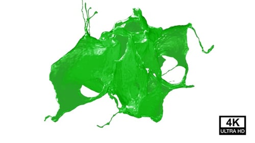 Collision Of Streaming Green Paint Splash V10